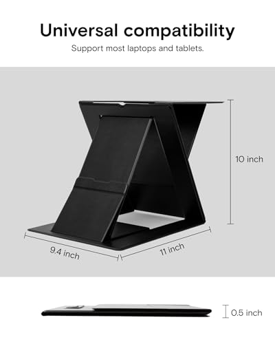 MOFT Folding Laptop Stand Lap Desk, Portable & Mini Computer Stand Laptop Desk for Travel and Home Office, Ergonomic Design with Adjustable Viewing Angles, Lightweight Computer Cooling Riser, Black - color: Black