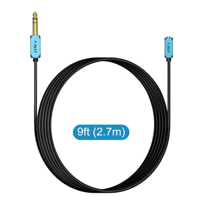 J&D 1/4 inch to 3.5 mm Headphone Adapter, 3.5 mm 1/8 inch TRS Female to 6.35 mm TRS Male Stereo Audio Extension Cable with Heavy Duty Aluminum Alloy Shell, 9 Feet - size: 9 Feet