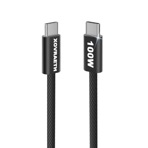 USB C to USB C Cable 10ft 100W PD 5A Fast Charging Cord Aluminum Connector & Nylon Braided Type C Charger Cord for iPhone 17/16/15 MacBook Air/Pro iPad Pro Samsung S25/S24/S23 Pixel 10(Black) - color: Black, size: 10FT