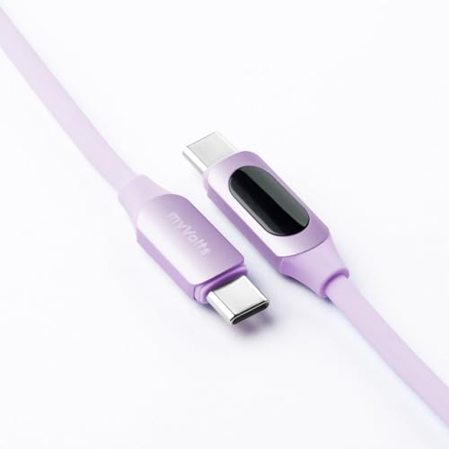 MyVolts Step Up USB-C to USB-C PD Cable with LCD Power Meter, Jellybean Purple - color: Jellybean Purple, size: USB-C to USB-C