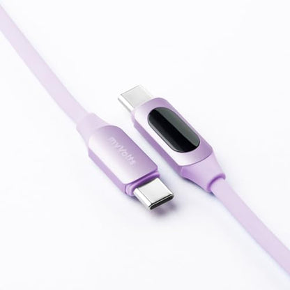 MyVolts Step Up USB-C to USB-C PD Cable with LCD Power Meter, Jellybean Purple - color: Jellybean Purple, size: USB-C to USB-C