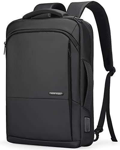 Muzee Laptop Backpack for Men,15.6 Inch Slim Business Backpack with USB Charging Port,Water-Resistant High-Tech Daypack Casual Backpack Fits for Office Travel Daily Commut