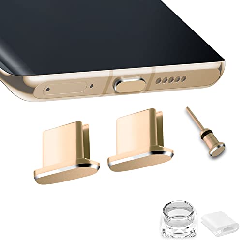 USB C Dust Plugs Charging Port Cover Protectors Caps Compatible with Samsung Galaxy S24 S23 S22 S21 S20 Ultra Plus Fe Type C Devices, Keep Dust/Dirt/Water/Lint from Charging Port (2PCS Gold) - color: Gold