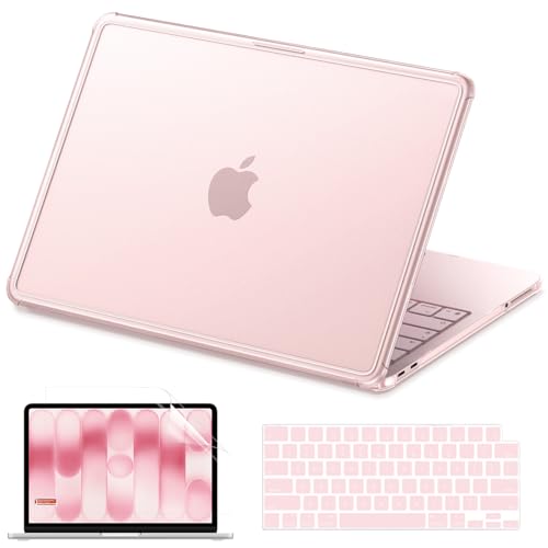 B BELK for MacBook Neo 13 inch Case 2026 A3404 A18 Pro Chip, Blush Clear | 3 in 1 Kit, Anti-Crack Hard Shell, 2 Keyboard Skins & Screen Film, Reinforced TPU Bumper - color: Blush Pink