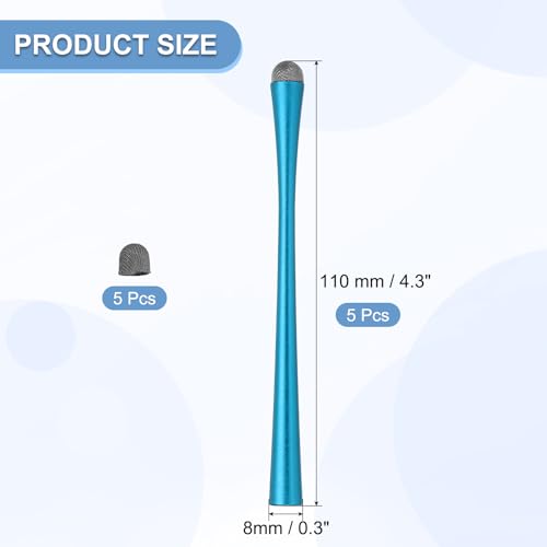 PATIKIL 5 Pcs Slim Waist Stylus Pens for Touch Screens, 2 in 1 High Sensitivity Universal Pen Capacitive Stylus for Phone Tablets Laptop Touch Screen Devices, Blue - color: Sky Blue