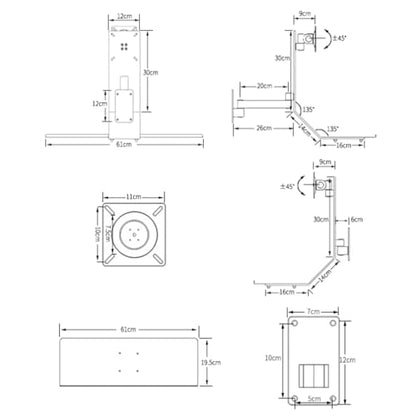 Computer Monitor Wall Mount with Keyboard Tray, Adjustable Workbench,for Home Offices, Compatible with 75x75mm and 100x100mm mounting Holes (45cm) - size: 45cm