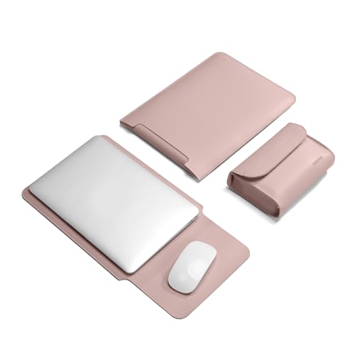 15.6 Inch Laptop Sleeve Case Computer Bag for 15.6" Acer Aspire/Predator, Inspiron, ASUS Dell Notebook, HP Pavilion, IdeaPad 330, ThinkPad E590, Chromebook, PU Bag with Small Case, Pink - color: Pink, size: 15-16 inch