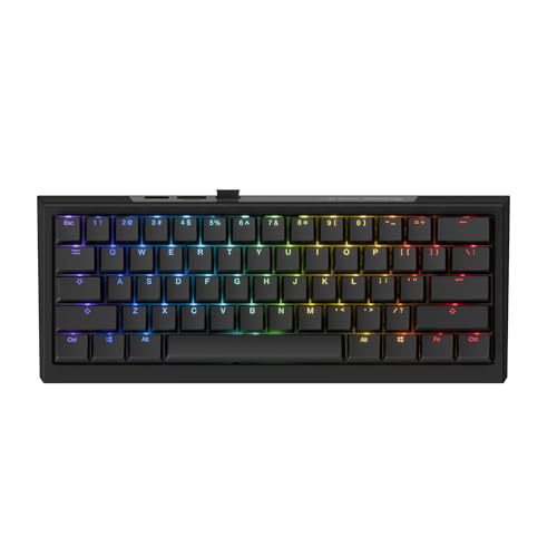 Ducky One X Mini Wireless 60% Inductive Keyboard: Tri-Mode, Rapid Trigger, Linear Inductive Switches, Gasket-Mount Quack Mechanics+ 7-Layer Dampening, High-Density PBT Doubleshot Keycaps, US, Black | Wireless 60% gaming keyboard, rapid trigger inductive,