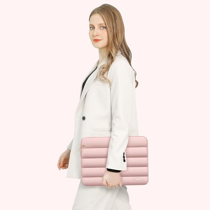MOSISO Laptop Case 16 inch, 15-15.6 inch Puffy Laptop Sleeve Compatible with MacBook Pro 16 M5 M4 M3 M2 M1, HP Dell ASUS Acer Toshiba Lenovo, Polyester Horizontal Bag with Small Case, Pink - color: Pink, size: 16 inch
