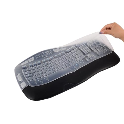 Keyboard Cover for Logitech K350 MK550 MK570 Wireless Wave Keyboard,Utra-Thin Silicone Keyboard Protector Skin for Logitech K350 MK550 MK570 Keyboard Protective Accessories(Transparent) - color: Transparent
