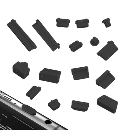 USB C Dust Plug Silicone Anti Dust Protector 16Pcs Set | Laptop Port Dust Cover for Computer PC - color: Black