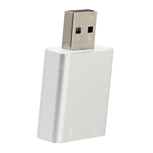 LALAFINA External USB Sound Card Aluminum Alloy Audio Adapter with Microphone and Headphone Jack Driver USB Stereo Sound Card for Laptop Live Streaming and Ktv Silver