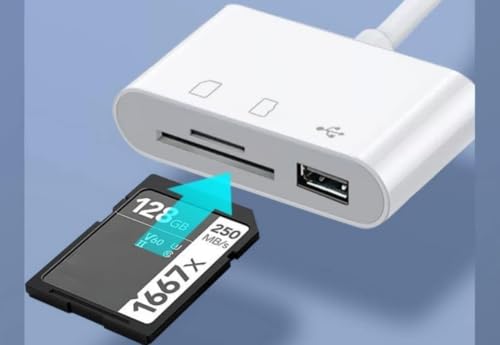 USB C SD Card Reader, USB C to Micro SD TF Memory Card Reader, 3-in-1 USB Camera Card Reader Adapter