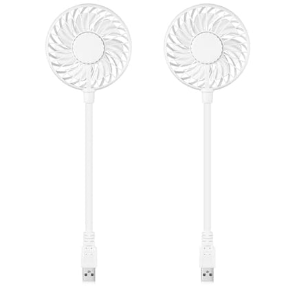 Tujoe 2 Pcs USB Fan, Mini Portable Desk Fan, White | USB Powered, Adjustable Rotation, Compact Design, Compatible with Laptop, Power Bank and USB Adapter for Office Travel