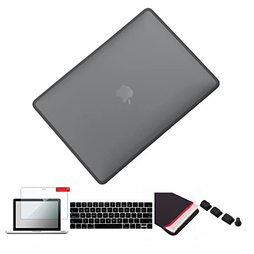 Se7enline Compatible with MacBook Pro 13 inch Case A1706/1989/A2159 Touch Bar 2019/2018/2017/2016 TPU+PC Matte Hard Shell Cover with Sleeve Bag&Keyboard Skin&Screen Protector&Dust Plug, Black&Black - color: Black&Black, size: 13 inch (2016-2019 Version)