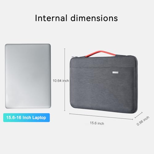 LANDICI 15.6-16 Inch Protective Laptop Sleeve with Handle, Grey | Waterproof computer cover for MacBook Pro 16 M1-M4 2019-2025 and 15.6-16 inch HP, Dell, Lenovo, Acer and ASUS laptops - color: Grey, size: 15.6-16 inch