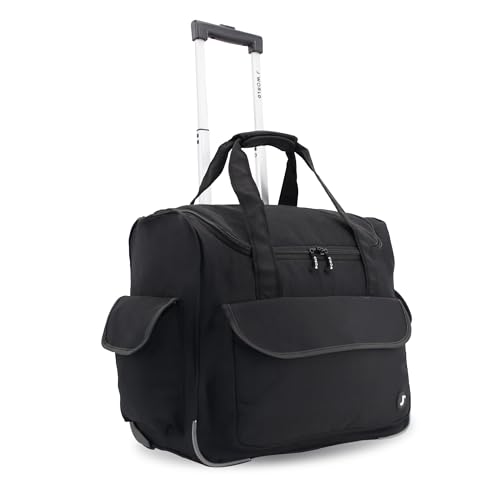 J World New York Donna Rolling Tote Bag on Wheels. Laptop Carry-On, Black (Measures 15 X 17 X 8.3 inches, Holds over 35 litres) - color: Black