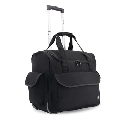 J World New York Donna Rolling Tote Bag on Wheels. Laptop Carry-On, Black (Measures 15 X 17 X 8.3 inches, Holds over 35 litres) - color: Black