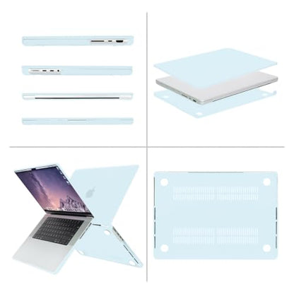 MOSISO Compatible with MacBook Pro 16 inch Case M5 M4 M3 M2 M1 2026-2021 | A3429 A3428 A3403 A3186 A2991 A2780 A2485, Protective Hard Shell Case&Keyboard Cover&Screen Film&Pouch, Cloud Blue - color: Cloud Blue