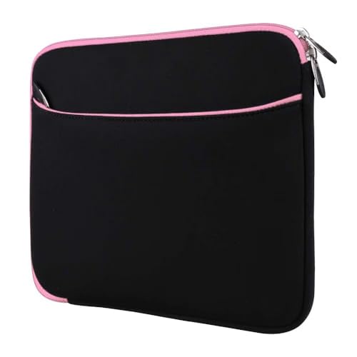 Neoprene 13.3 inch Laptop Sleeves, Slim Computer Bag for 13 in Notebooks, Tablets, Protective Cover for Men and Women - color: Black / Soft Pink