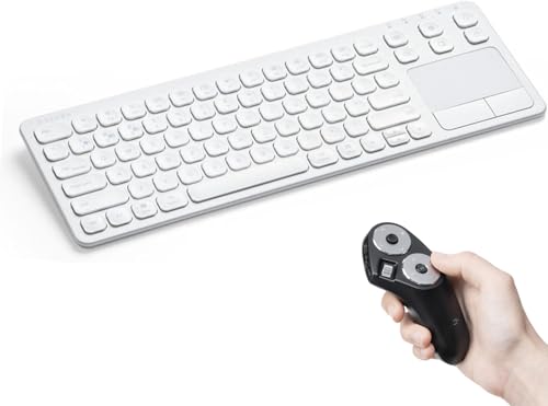 SANWA 3 in 1 Wireless Handheld Mouse + Bluetooth Touchpad Keyboard Set, Presentation Clicker, Remote Air Mouse with Scroll, Portable Finger Mice, Rechargeable Trackpad for Mac, PC, Laptop, Phone, Tabl
