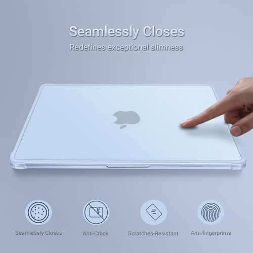 MOSISO Anti-Crack Case for MacBook Air 13 inch M5 M4 M3 M2 2026-2022 | 3 in 1 Kit Anti-Fingerprints Reinforced TPU Bumper Hard Shell for MacBook Air 13.6, A3449 A3240 A3113 A2681, Sky Blue - color: Sky Blue