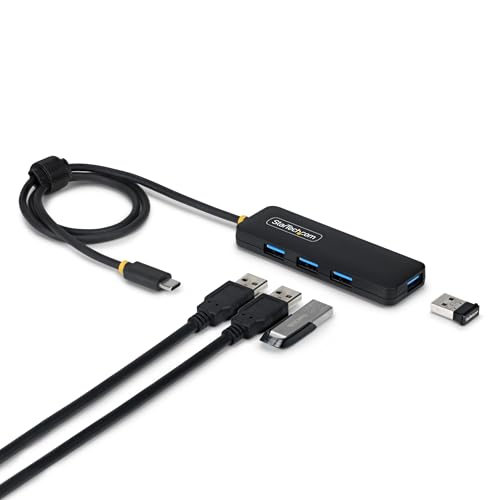 StarTech 4-Port USB-C Hub 5Gbps with 4X USB-A, 2ft Cable (H5C4A-USB-HUB-2) | SuperSpeed USB Powered portable hub, Plug-and-play, Overcurrent Protection, 2ft 61cm cable, MacBook Dell Chromebook PC - size: 2 ft, style: USB-C