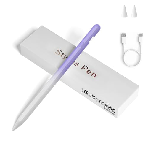 Stylus Pens for Touch Screens, Universal Fine Point iPad Pencil with Magnetic Adsorption Compatible with iPhone/iPad/Samsung/Android/Tablet & Other Touch Screens (White Purple) - color: White Purple
