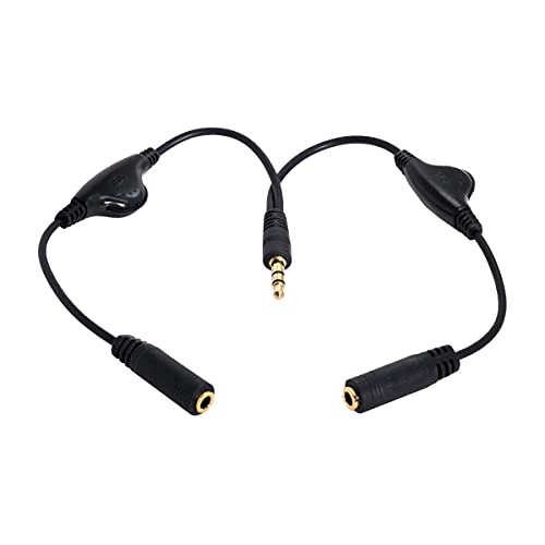 chenyang 3.5mm Headphone/Audio Splitter Cable,3 Pole 3.5mm 1 Male to 2 Female Audio Stereo Headphone Y Splitter Cable with Volume Control Switch - color: Black Switch-01