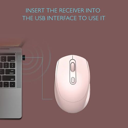 ONE-UP Wireless Mouse, 2.4G, Silent, Computer, USB Nano Receiver for Laptop, Chromebook, PC, Mac, Windows and School Work (Pink) - color: Pink