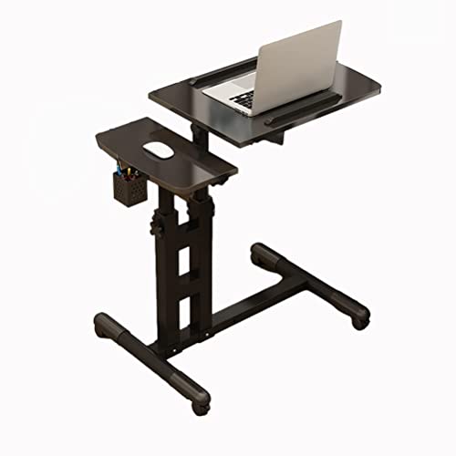Overbed Table Overbed Table Portable Desk for Laptop with Wheels Adjustable Height Tilt Top and Mobile Rolling Stand Tilting Overbed Table Tray Bed Sofa Side - color: Black