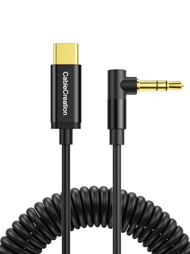 CableCreation USB C to 3.5mm Audio Jack Cable 1.3-4FT, Aux to USB C Cable | Coiled Type C to 3.5mm Headphone Car Stereo Cord for iPhone 16 15 Pro Max, Galaxy S25 S24, Pixel, iPad Pro - size: 1.3ft/4ft, style: For Audio Only