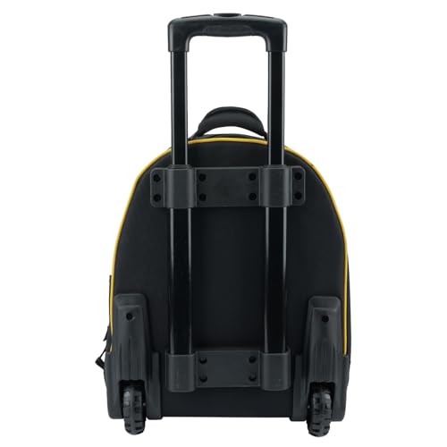 MELOTOUGH Rolling Tool Bag with Telescoping Handle 35 Pockets Wheeled Electrician Backpack Tool Bag For Men,Water Resistant Tool Storage Organizer Including Laptop Sleeve (Yellow） - color: Yellow