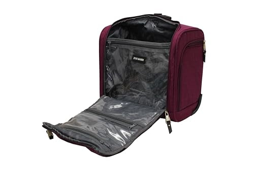 Steve Madden Designer 15 Inch Carry on Suitcase- Small Weekender Overnight Business Travel Luggage- Lightweight 2- Rolling Spinner Wheels Under Seat Bag for Women (Peek-A-Boo Purple) - color: Peek-A-Boo Purple