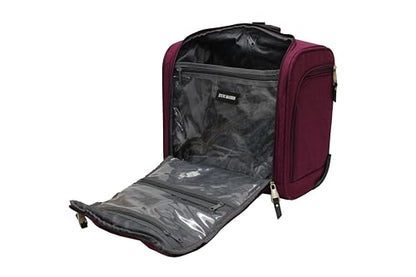 Steve Madden Designer 15 Inch Carry on Suitcase- Small Weekender Overnight Business Travel Luggage- Lightweight 2- Rolling Spinner Wheels Under Seat Bag for Women (Peek-A-Boo Purple) - color: Peek-A-Boo Purple