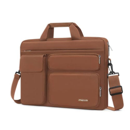 MOSISO Laptop Shoulder Bag 16 inch, 15-15.6 inch Computer Bag | Compatible with MacBook Pro 16 inch, HP, Dell, Lenovo with 2 Raised&1 Flapover&1 Horizontal Pocket&Handle&Belt, Caramel Brown - color: Caramel Brown, size: 16 inch