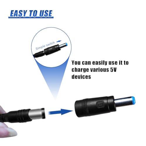 Craedli 12V Car Charger with 5V DC Power Cable, DC 5.5x2.1mm Cigarette Lighter Plug Power Cord with 11 Connectors, Universal Plug Charger Cable for DVD Player, GPS, Camera, Bluetooth Speaker(Black)