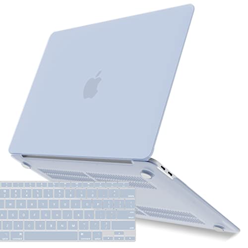 IBENZER Compatible with New MacBook Air 13 inch Case 2022 2021 2020 M1 A2337 A2179 A1932, Plastic Hard Shell Case with Keyboard Cover for Mac Retina Display with Touch ID, Sierra Blue, AT13SIBL+1 - color: Sierra Blue