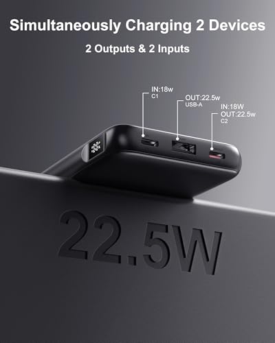 2-Pack 10000mAh Power Bank Fast Charging, 22.5W Compact USB C Portable Charger with 2 Outputs & 2 Inputs, LED Display Battery Pack Compatible with iPhone Samsung iPad Tablets, Purple & Beige - color: Purple & Beige