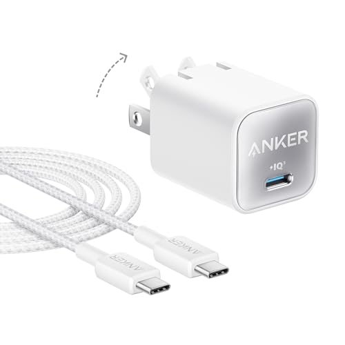 Anker Nano Phone Charger, USB C GaN Charger 30W, PIQ 3.0 Foldable PPS Fast Charger USB C for iPhone 17/16 and More Series, Galaxy, iPad, Compatible with MagSafe - color: white