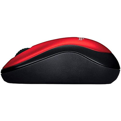 Logitech M185 Compact Ambidextrous Wireless Mouse with Rubber Grips - Red | Ambidextrous mouse with 2.4 GHz USB-A Nano Receiver, Optical Tracking, 12-Months Battery Life, PC, Mac, Laptop compatible - color: Red, size: 1 Pack, style: USB Receiver
