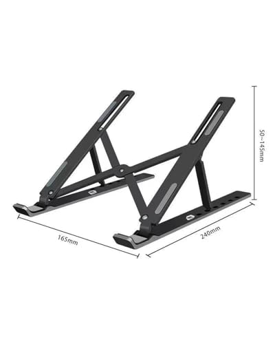 Adjustable Plastic Laptop Stand – Foldable Portable Laptop Raiser Small Size Black BLC1043-01 - color: Black, size: Small