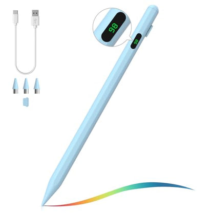 Moko Universal Capacitive Stylus Pencil for Touch Screen, Blue | Fast Charging, Power Display, Compatible with Apple iPad/iPhone/Samsung/Lenovo, iOS Android Tablets & All Smartphones - color: Blue