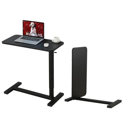 Mobile Standing Desk 90° Tilt Table Height Adjustable Storable Overbed Table 30 Inch Rolling Laptop Desk with Gas Spring Riser and Wheels for Home Office Medical School - color: Black