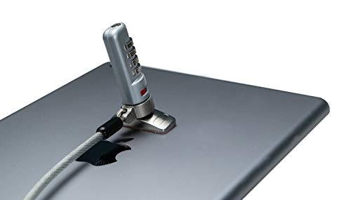 Combination Lock Cable – CTA Secure Combination Lock with 3M Adhesive Plate for Laptops, Tablets, & Other Devices with Security Kensington Slots (LT-SCC) - Silver