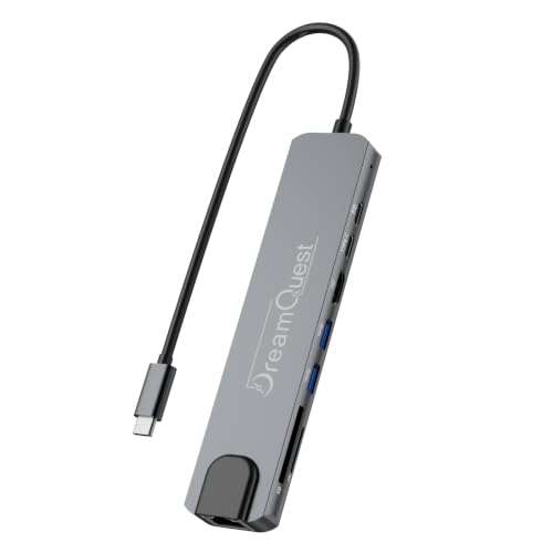 DreamQuest 8-in-1 Laptop Docking Station, USB C Hub with 4K HDMI, USB 3.0(5Gbps), 100W PD Charging, 100Mbps Ethernet, USB 2.0/Type C, SD/TF Card Reader for Notebook Laptop MacBook Dell HP Lenovo
