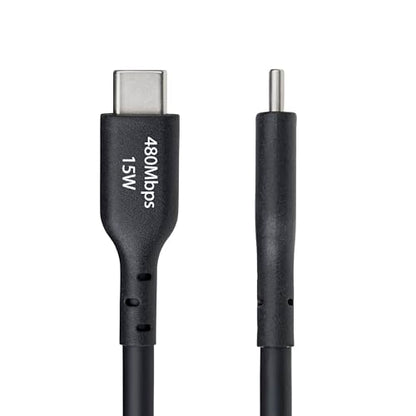 StarTech 15ft/4.5m USB-A to USB-C Charging Cable, 3A, Black (USB2AC15FBKE) | USB 2.0 480Mbps, TPE jacket, Black, Male to Male, Aluminum braided shield, 15W, Charge and Sync - color: Black, size: 15 ft, style: 1-Pack