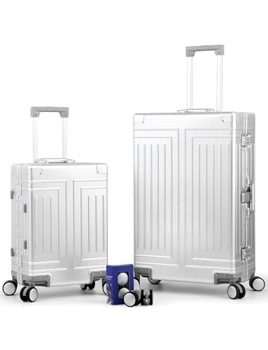 All Aluminum Magnesium Luggage 28inch，Cut from Whole Aluminum Sheet（3rd Generation，Premium Magnesium Metal zipperless suitcase ） (silvery, 28inch) - color: silvery, size: 28 inch