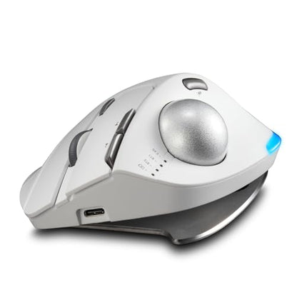 zelotes Wireless Trackball Mouse,Bluetooth Mouse,Rechargeable,4800 DPI, 2-in-1(BT 5.0/3.0+2.4GHz USB Receiver), 8 Buttons,Ergonomic Design,LED Lighting,for Laptop, PC, Pad,White - color: White