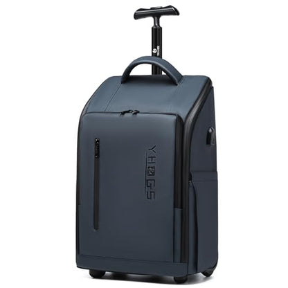 Rolling Backpack Waterproof Commuter Backpack with Wheels for Business, Laptop Compartment for 15.6-Inch Laptop, Wheeled Carry-On Bag for Adults - color: Deep Blue